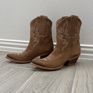 Women’s Brown Suede Western Ankle Boots